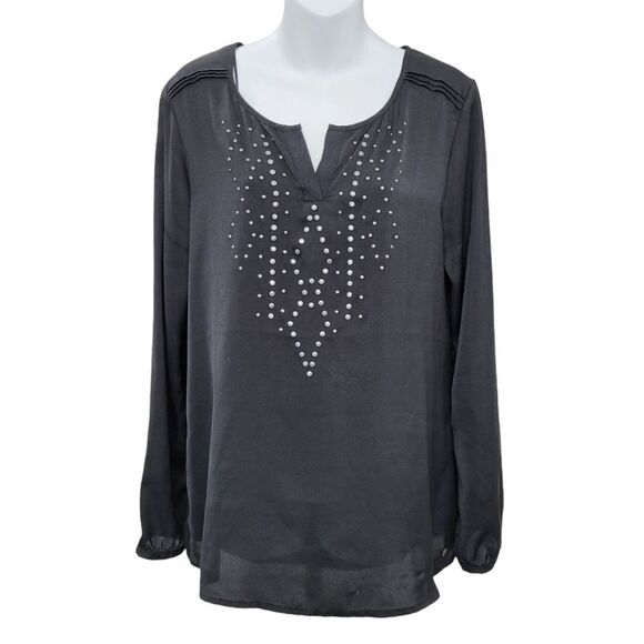 2/$20 Mexx Black & Silver Beads Top Blouse Size: M - Picture 1 of 10